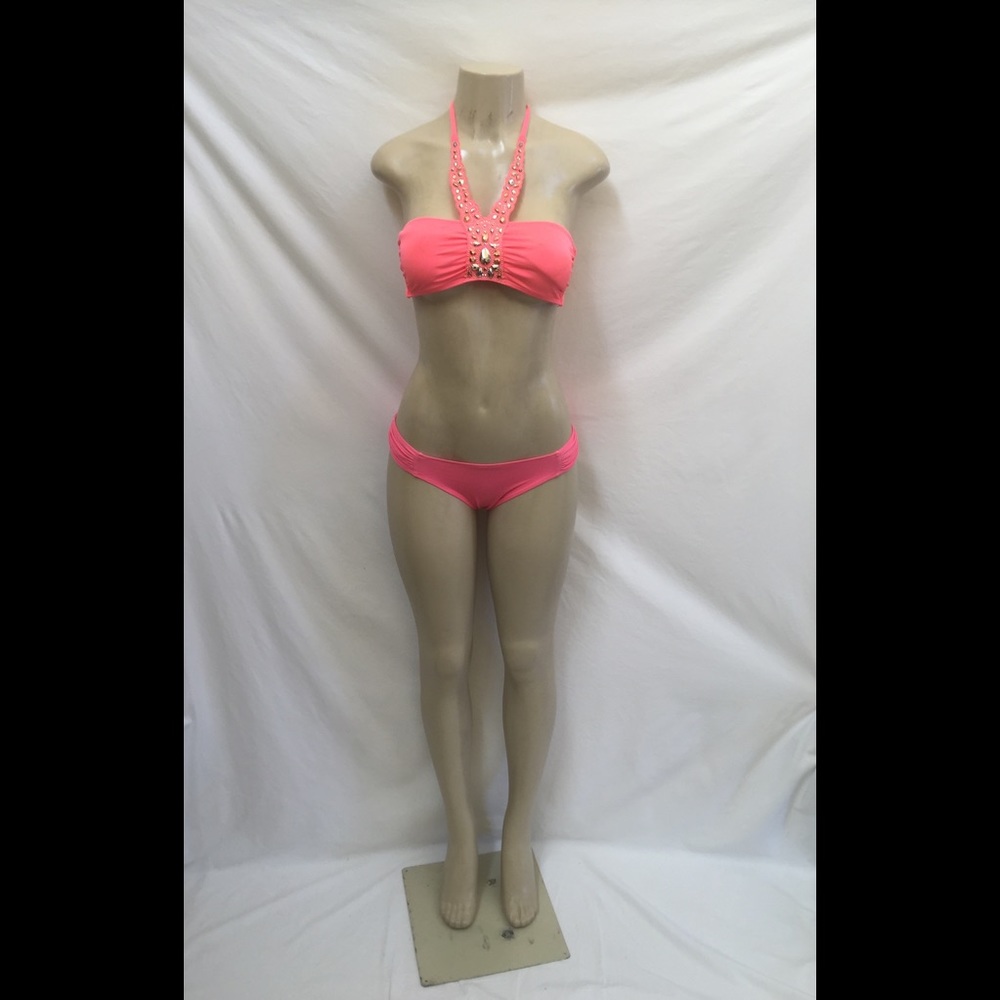 Victoria Secret Size Small Pink Jeweled 2pc Bikini